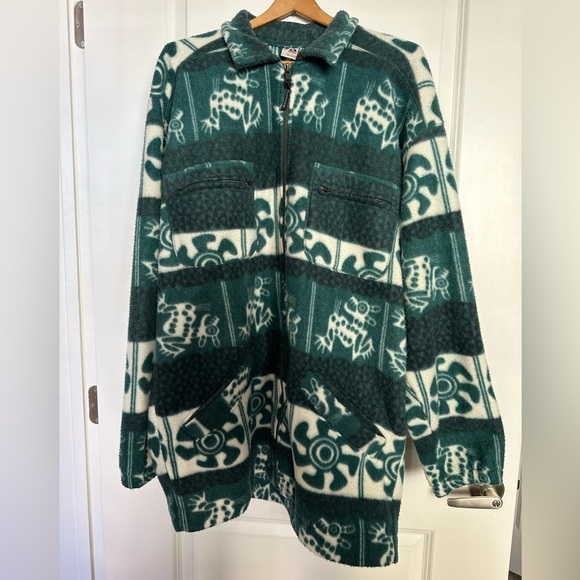 active swiss design Jackets & Blazers - Vintage Aztec Print Oversized Zip Up Jacket. Size XL